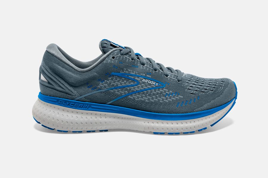 Glycerin 19 Road Brooks Running Shoes NZ Mens - Grey/Blue - QYHKZG-980